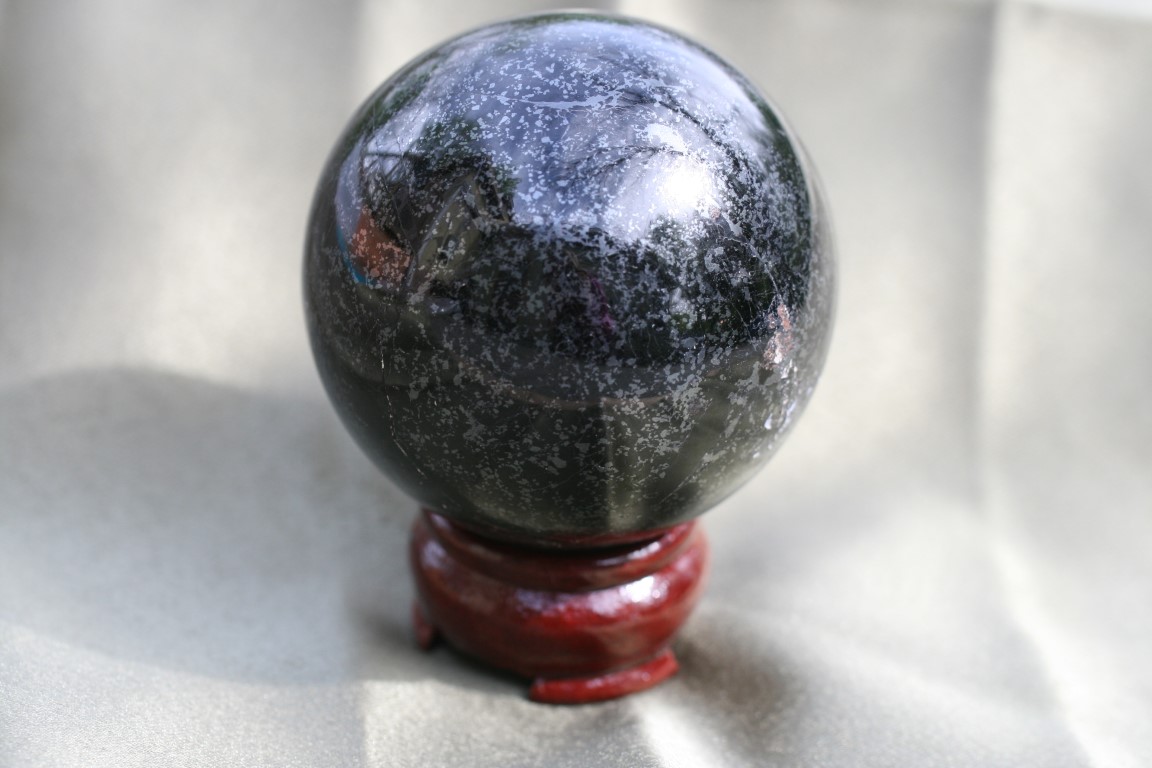 Black Tourmaline and Hematite Sphere 5552